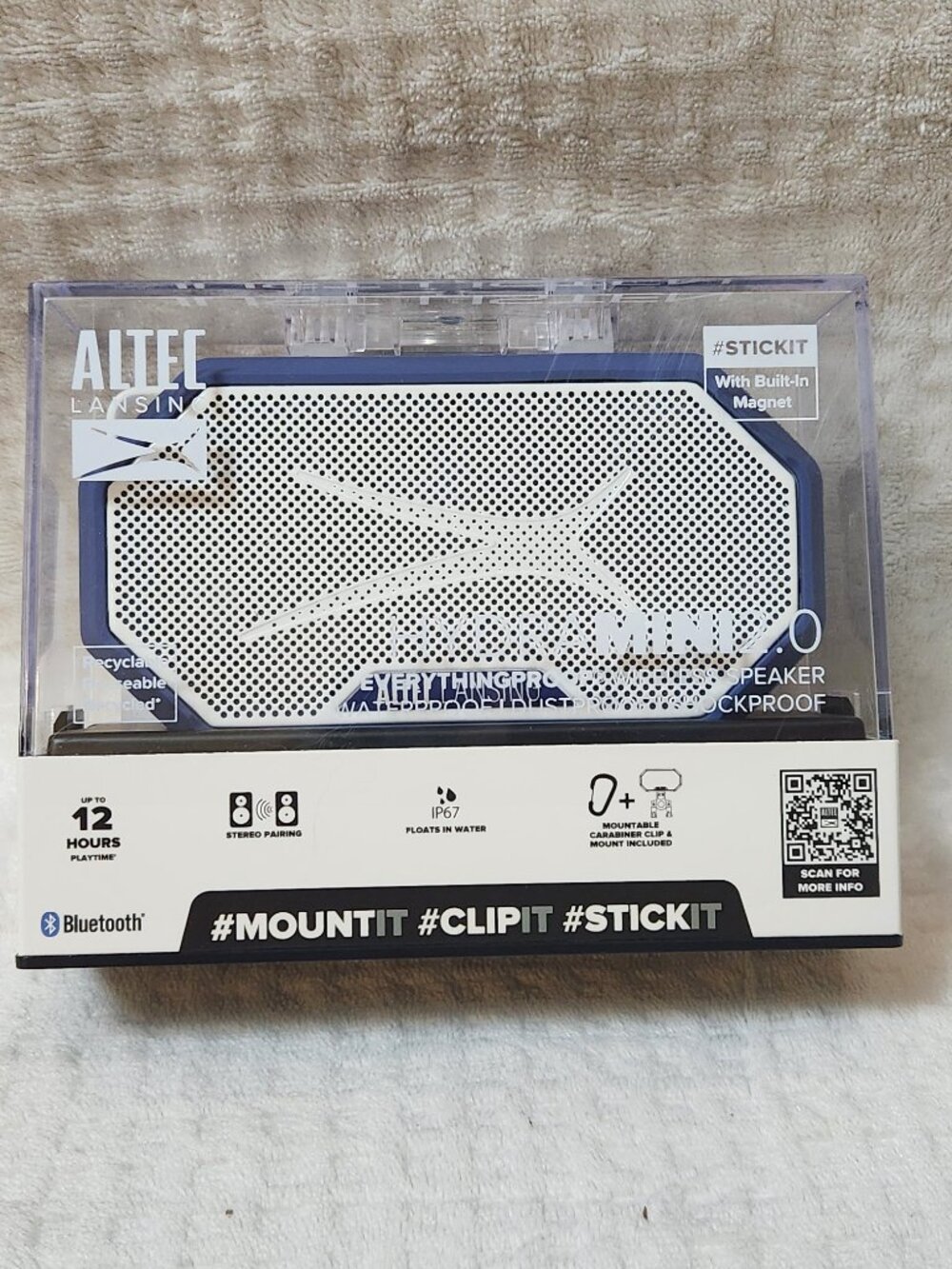 ALTEC LANSING HydraMini 2.0 Everything Proof Bluetooth Speaker - Blue - NEW NIB